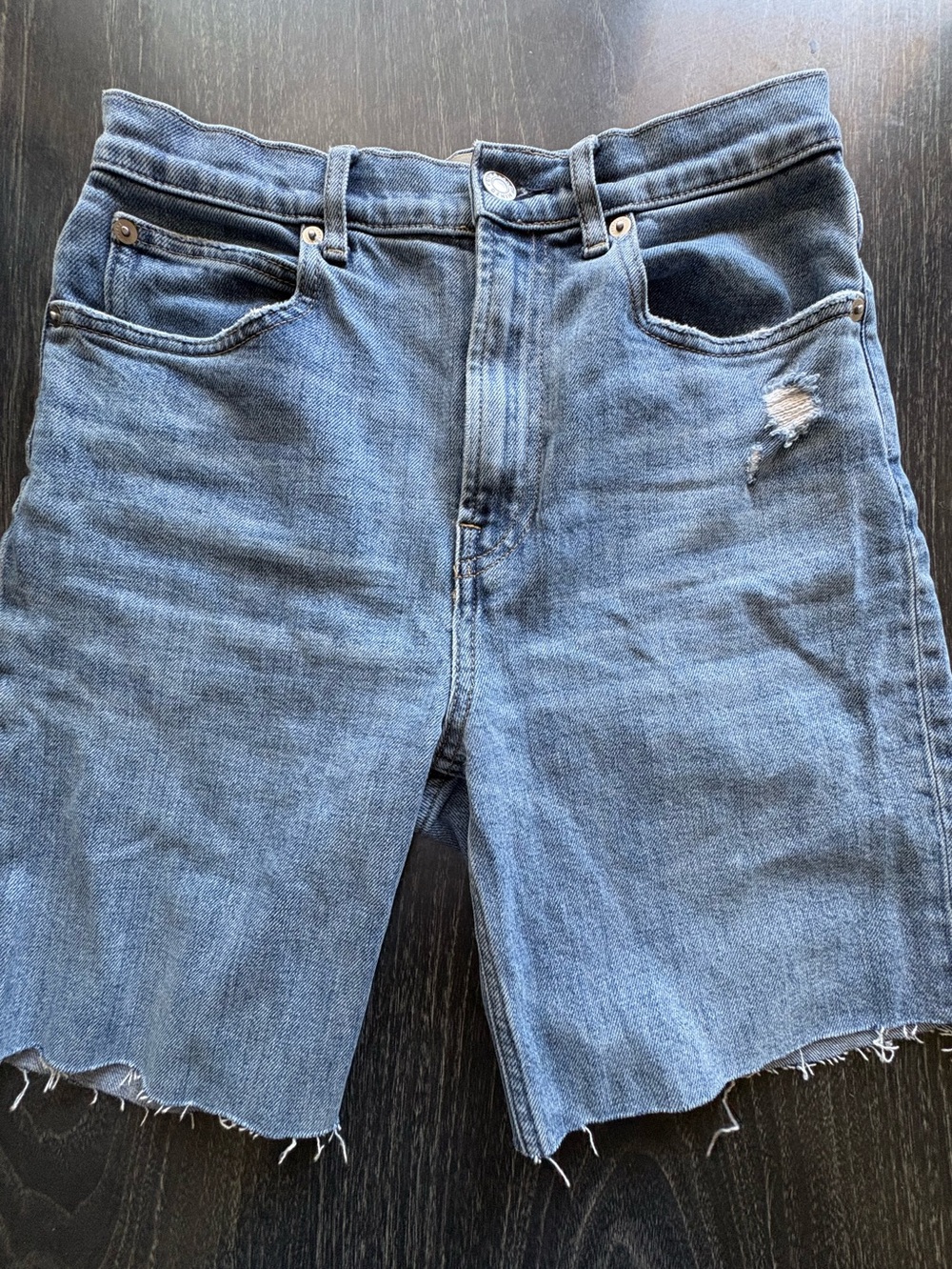 Everlane Medium Blue High-Rise Denim Jean Shorts